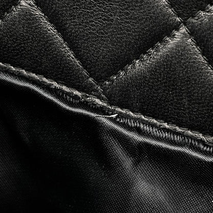 Chanel CC Logo Fringe Shoulder Bag Tassel Quilted Leather Black