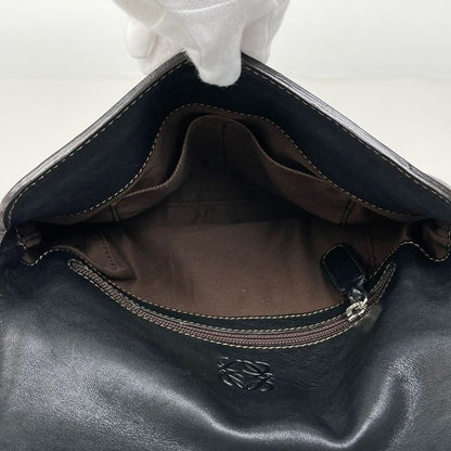 Loewe Logo Shoulder Bag Anagram Leather Black