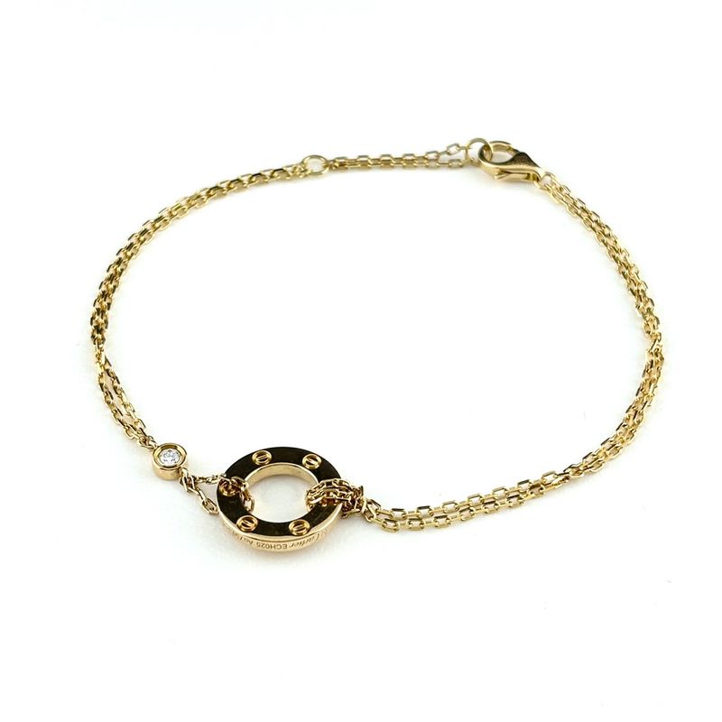 Cartier Love Circle Bracelet YG Yellow Gold 2 Row 750 Diamond
