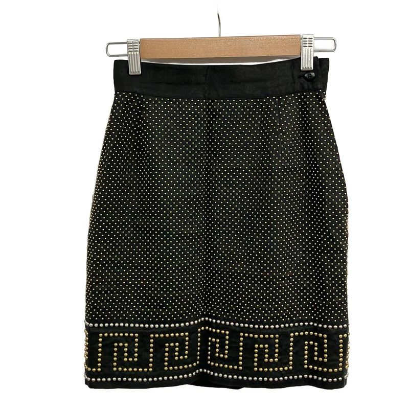 Versace Gianni Skirt 38 S Black Gold Silver Studs