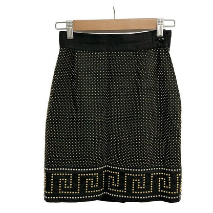 Versace Gianni Skirt 38 S Black Gold Silver Studs