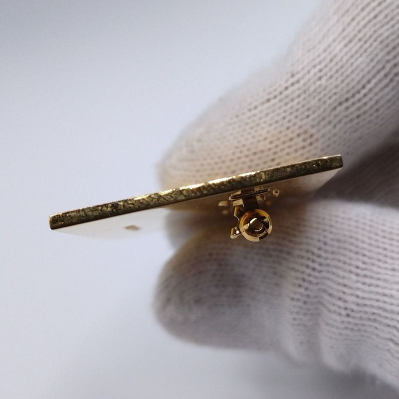 Chanel Logo Plate Square Vintage Gold Brooch