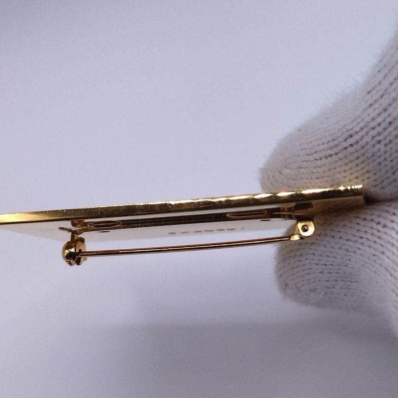 Chanel Logo Plate Square Vintage Gold Brooch