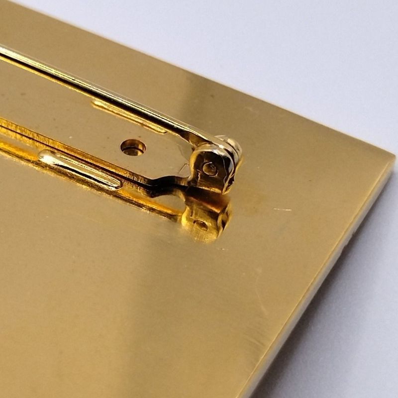Chanel Logo Plate Square Vintage Gold Brooch
