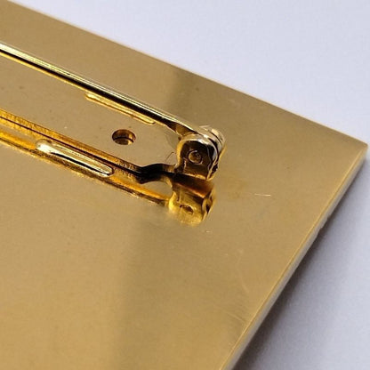 Chanel Logo Plate Square Vintage Gold Brooch