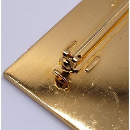 Chanel Logo Plate Square Vintage Gold Brooch