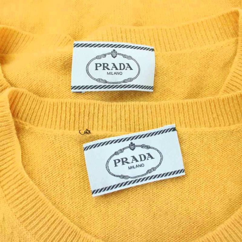 Prada Ensemble Knit Cardigan Long Sleeve Inner Short Wool Cashmere Blend 38