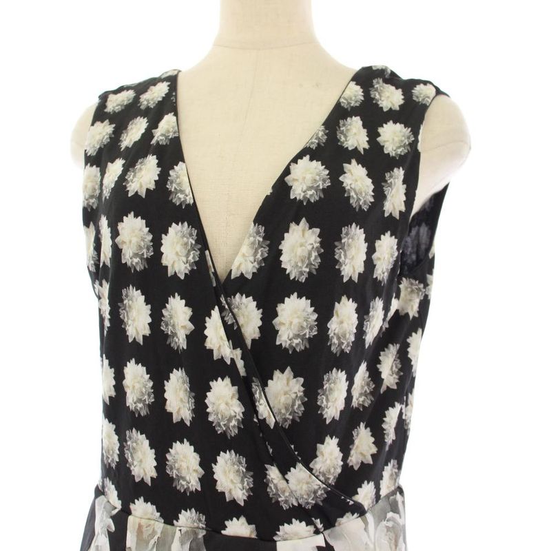 Max Mara Dress Sleeveless Floral Pattern Knee Length 42 Black TK