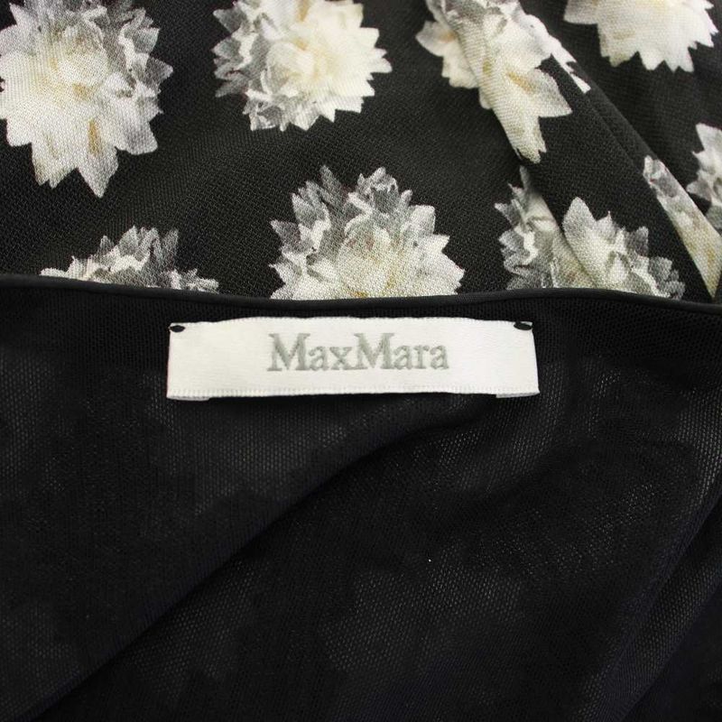 Max Mara Dress Sleeveless Floral Pattern Knee Length 42 Black TK