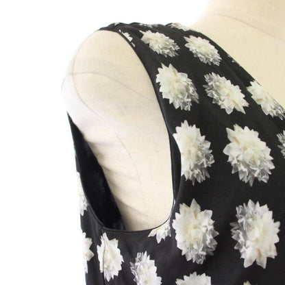 Max Mara Dress Sleeveless Floral Pattern Knee Length 42 Black TK
