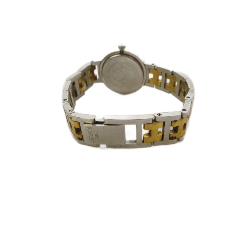 Hermes Clipper Watch Quartz Gold Color Silver KH