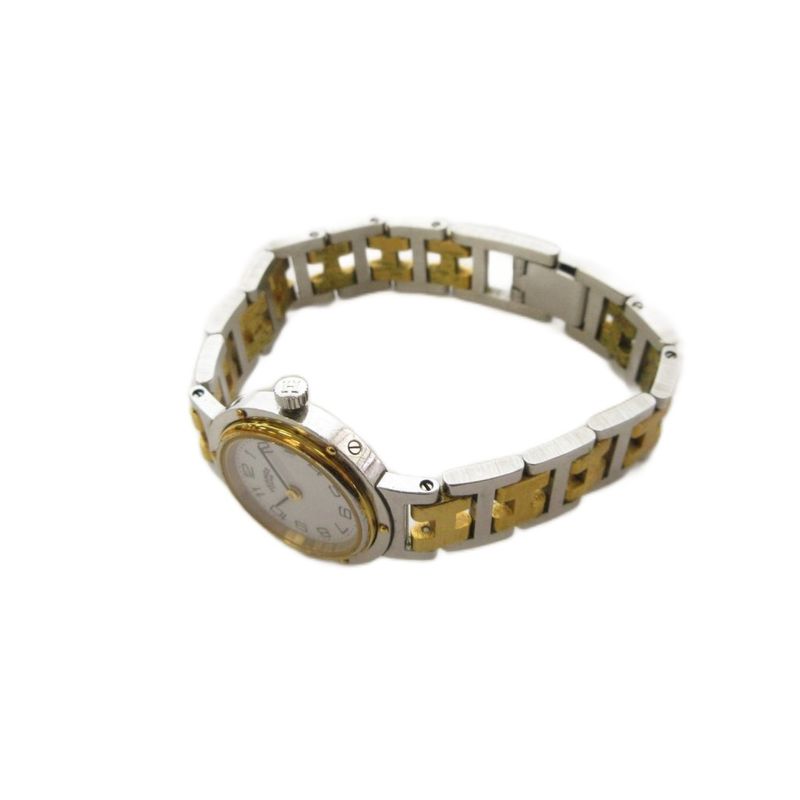 Hermes Clipper Watch Quartz Gold Color Silver KH
