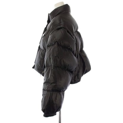Prada Re-Nylon Cropped Down Jacket 2-Way Stand Collar 36 Black