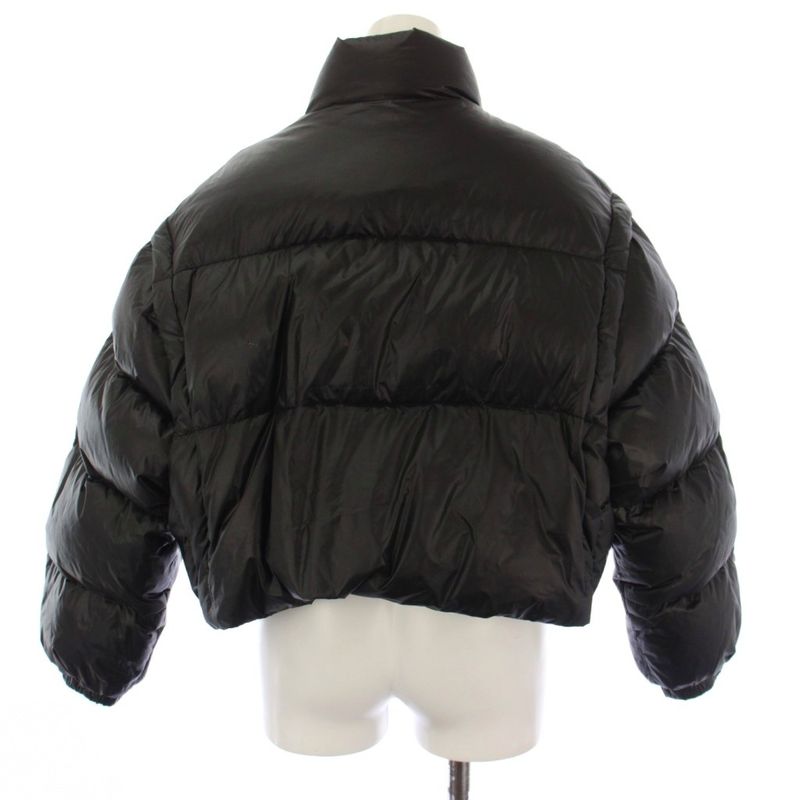 Prada Re-Nylon Cropped Down Jacket 2-Way Stand Collar 36 Black