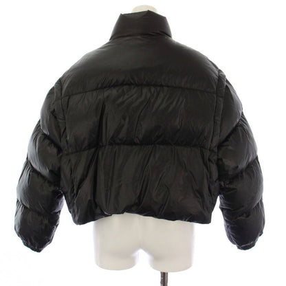 Prada Re-Nylon Cropped Down Jacket 2-Way Stand Collar 36 Black