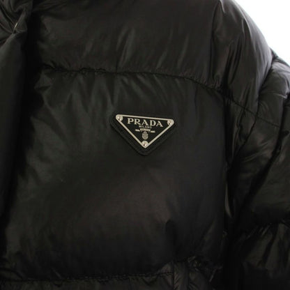 Prada Re-Nylon Cropped Down Jacket 2-Way Stand Collar 36 Black