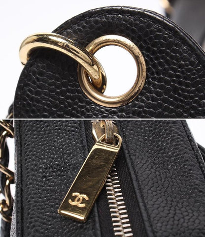Chanel Chain Shoulder Bag Gold Caviar Leather Quilted