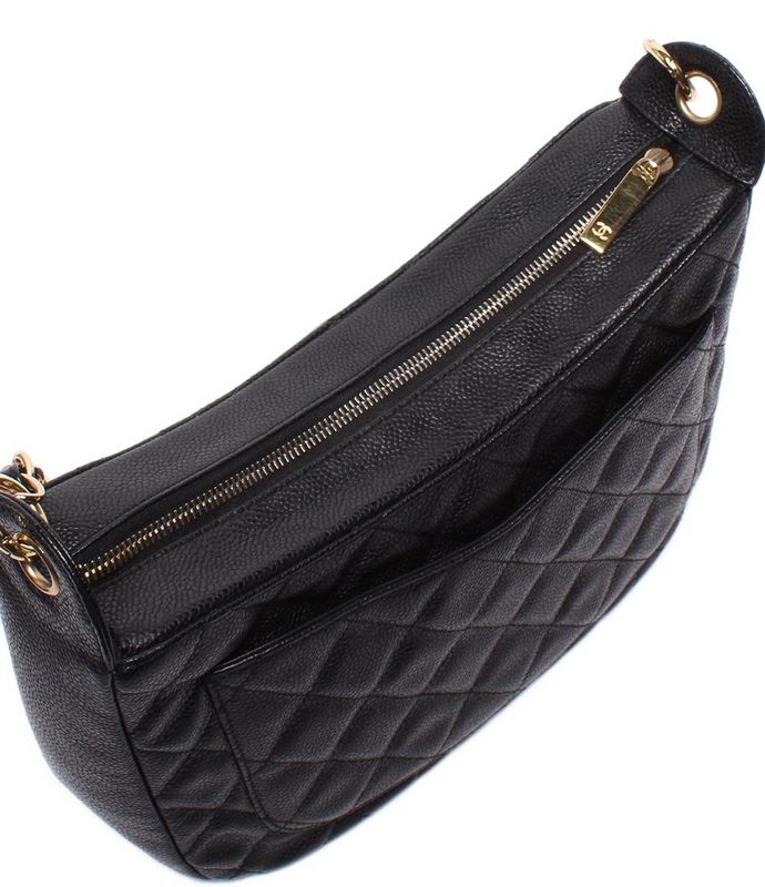 Chanel Chain Shoulder Bag Gold Caviar Leather Quilted