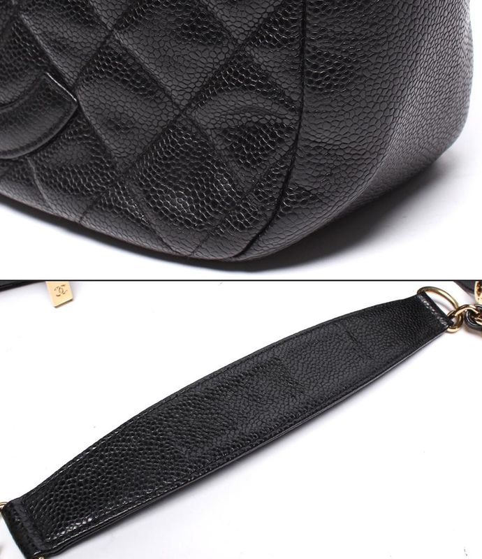 Chanel Chain Shoulder Bag Gold Caviar Leather Quilted