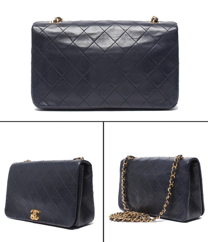 Chanel Chain Shoulder Bag Quilted Full Flap Gold Lambskin