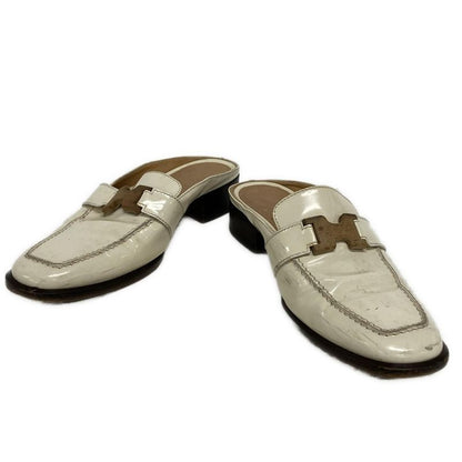 Hermes Sandals 37 Ivory Brown Leather