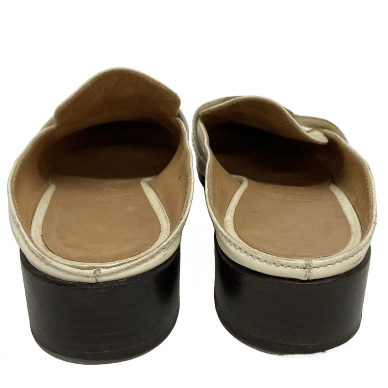 Hermes Sandals 37 Ivory Brown Leather