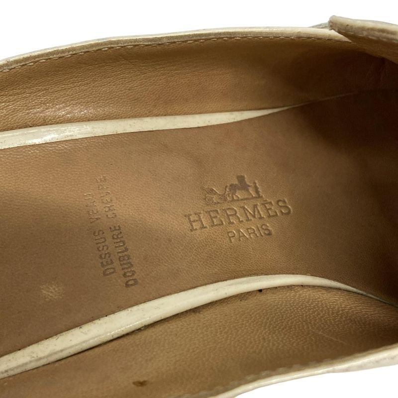 Hermes Sandals 37 Ivory Brown Leather