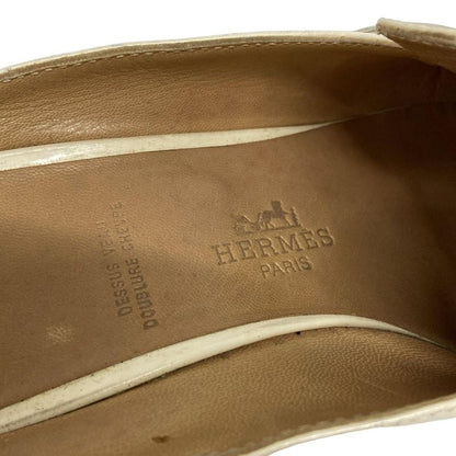 Hermes Sandals 37 Ivory Brown Leather