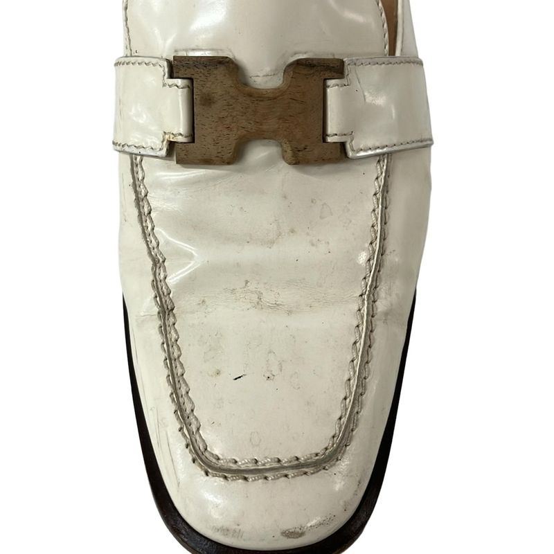 Hermes Sandals 37 Ivory Brown Leather