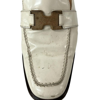 Hermes Sandals 37 Ivory Brown Leather