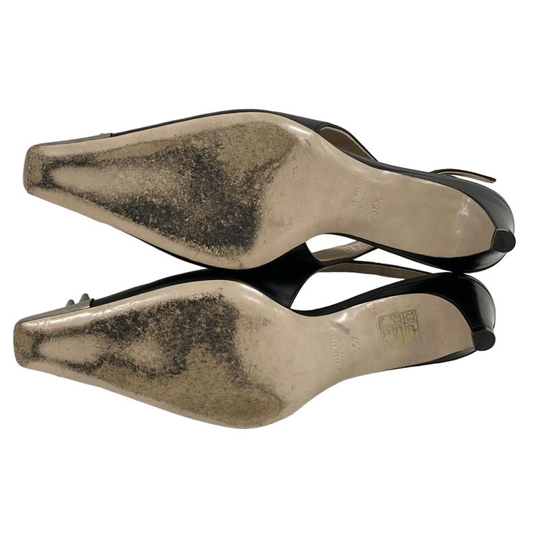 Miu Miu Sandals 35.5 Black Silver Studded Ribbon Leather