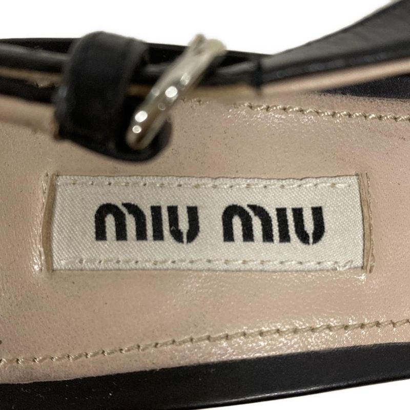 Miu Miu Sandals 35.5 Black Silver Studded Ribbon Leather