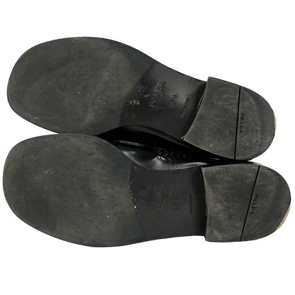 Prada Loafers 36.5 Black Moccasins Leather