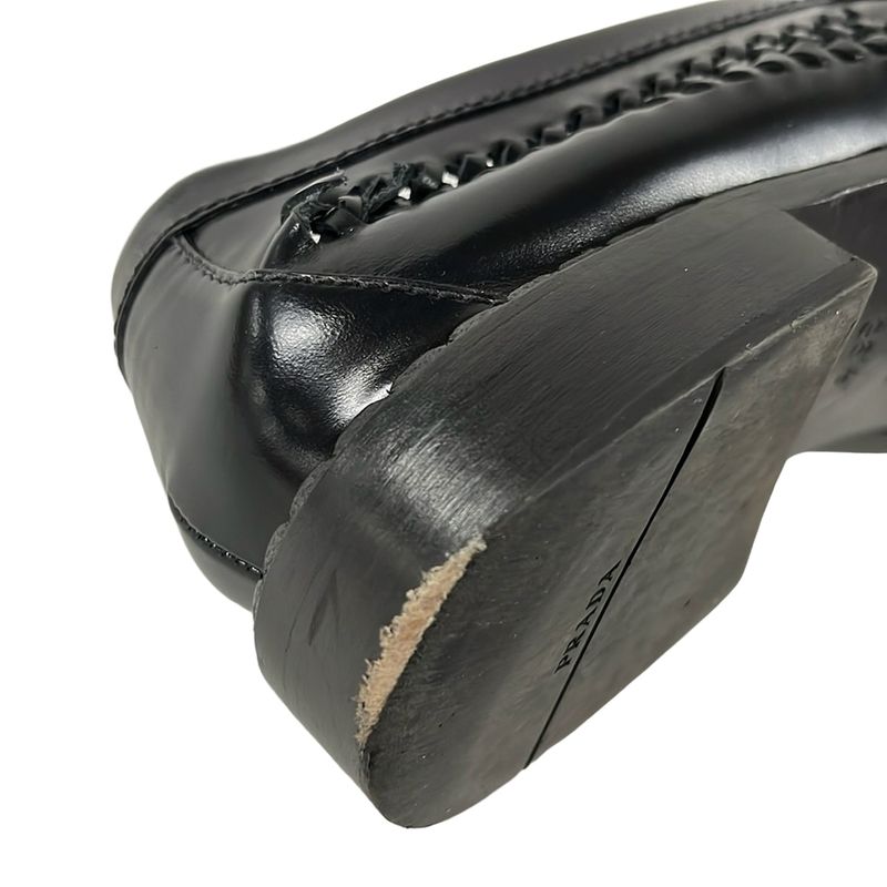Prada Loafers 36.5 Black Moccasins Leather