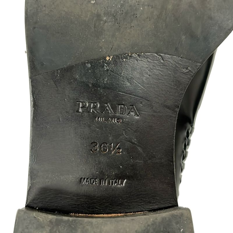 Prada Loafers 36.5 Black Moccasins Leather