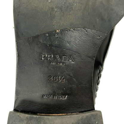 Prada Loafers 36.5 Black Moccasins Leather