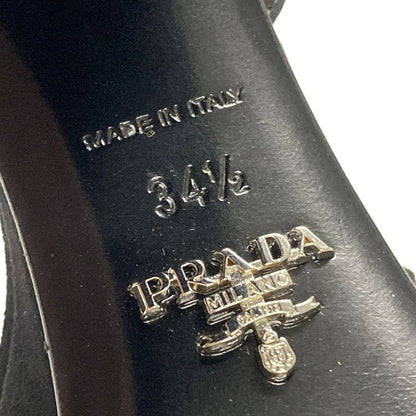 Prada Sandals 34.5 Black Thick Sole Ankle Strap Open Toe