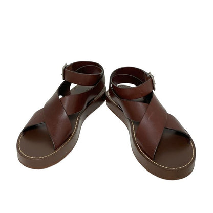 Loro Piana Sandals 36 Sumie Chocolate Platform Leather