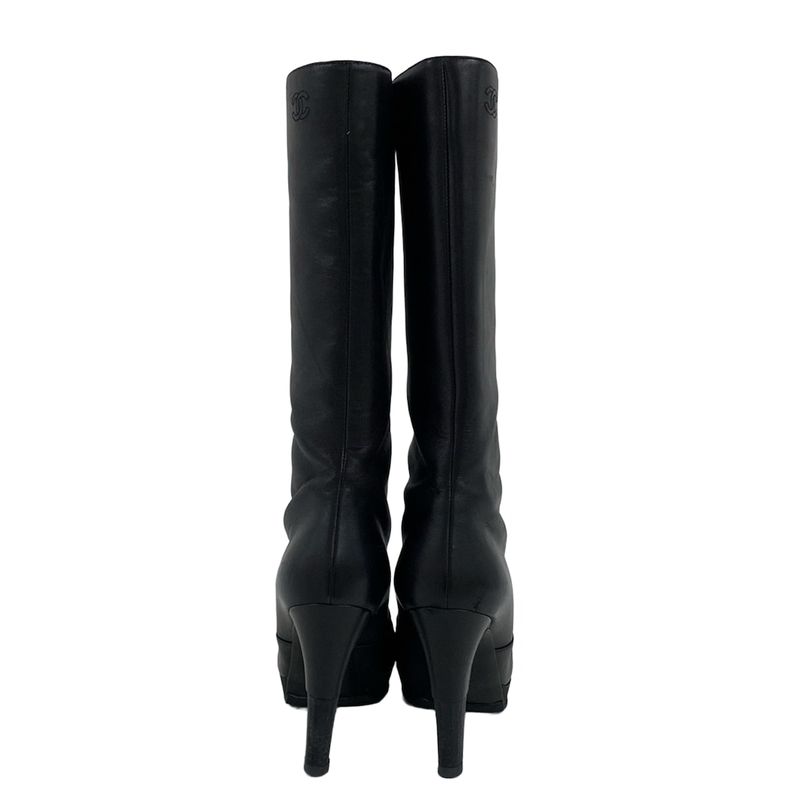Chanel Boots 36 C Black CC Logo Lambskin