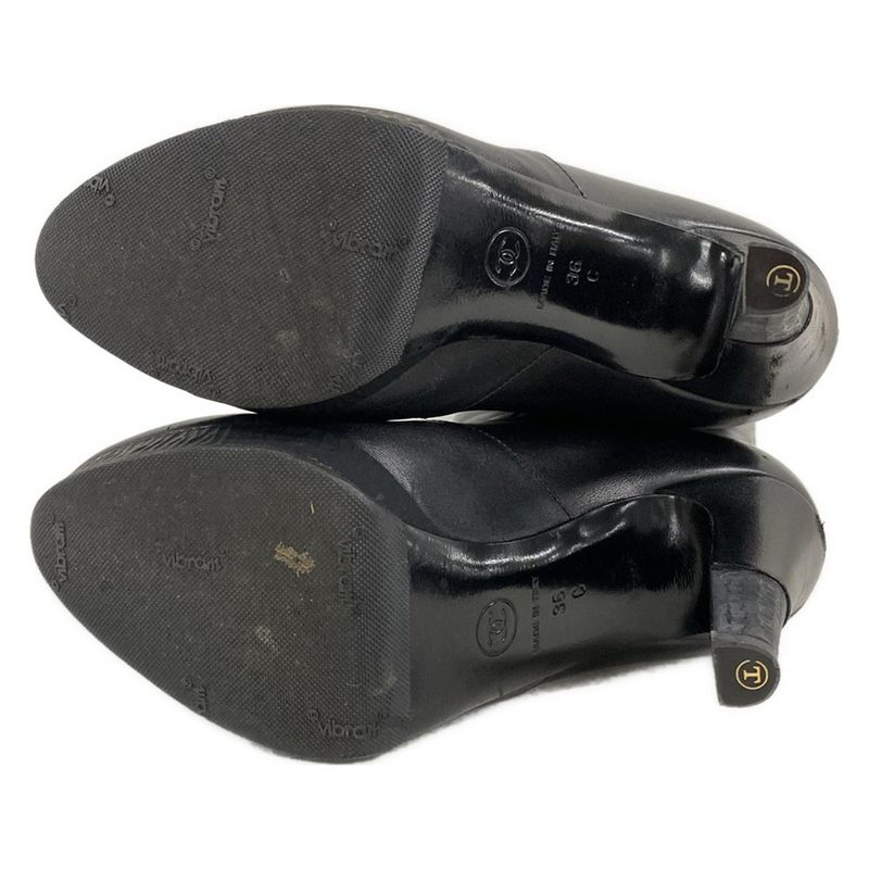 Chanel Boots 36 C Black CC Logo Lambskin