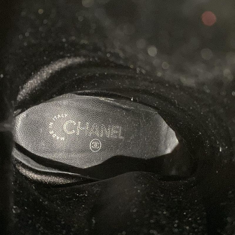 Chanel Boots 36 C Black CC Logo Lambskin