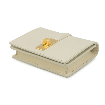 Celine Card Case with Flap Holder 16 Seeds Calf Leather White
