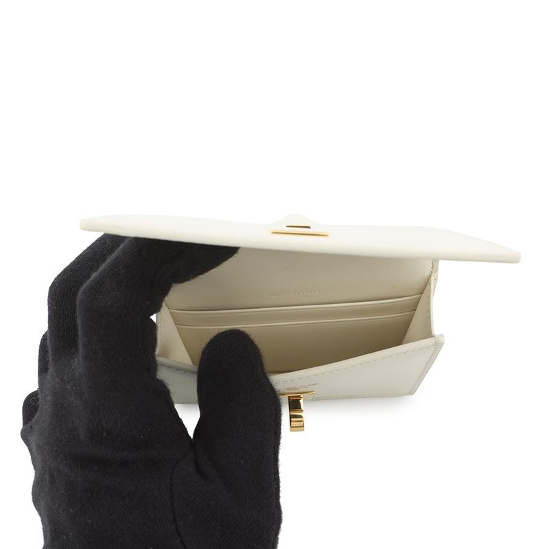 Celine Card Case with Flap Holder 16 Seeds Calf Leather White