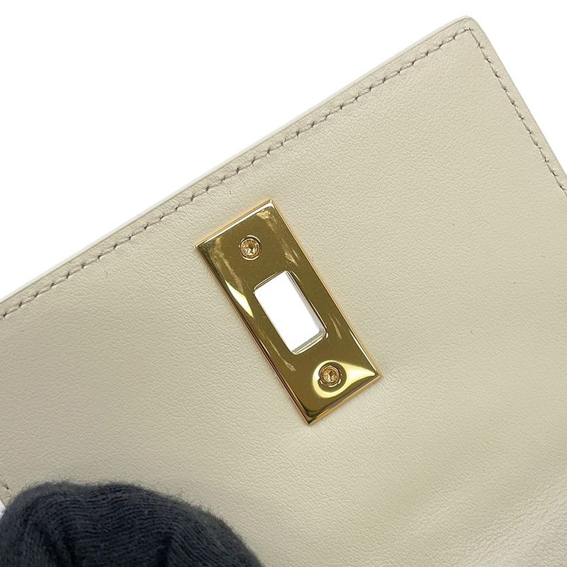 Celine Card Case with Flap Holder 16 Seeds Calf Leather White
