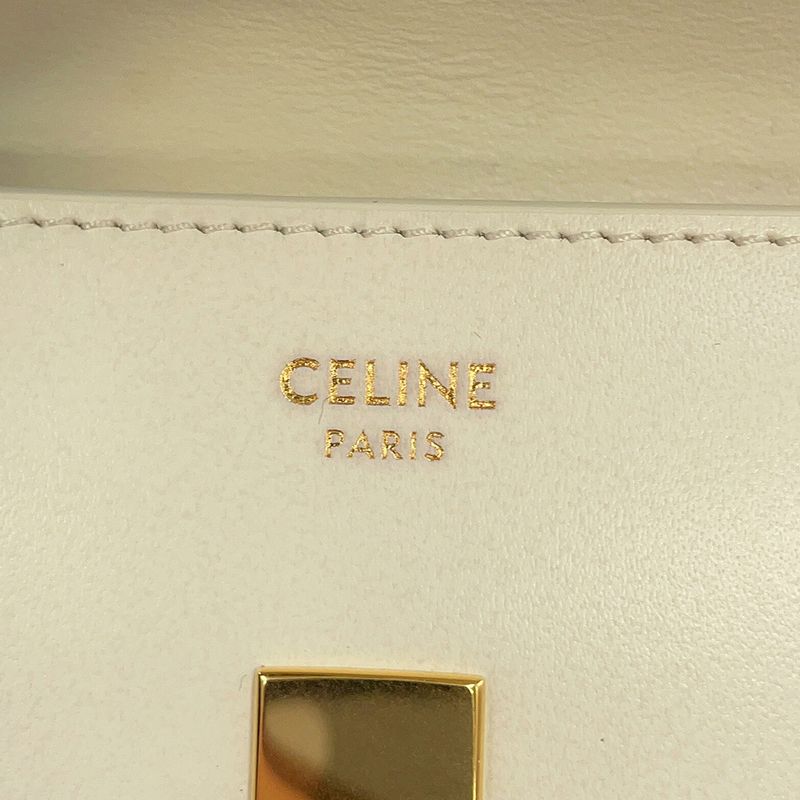 Celine Card Case with Flap Holder 16 Seeds Calf Leather White