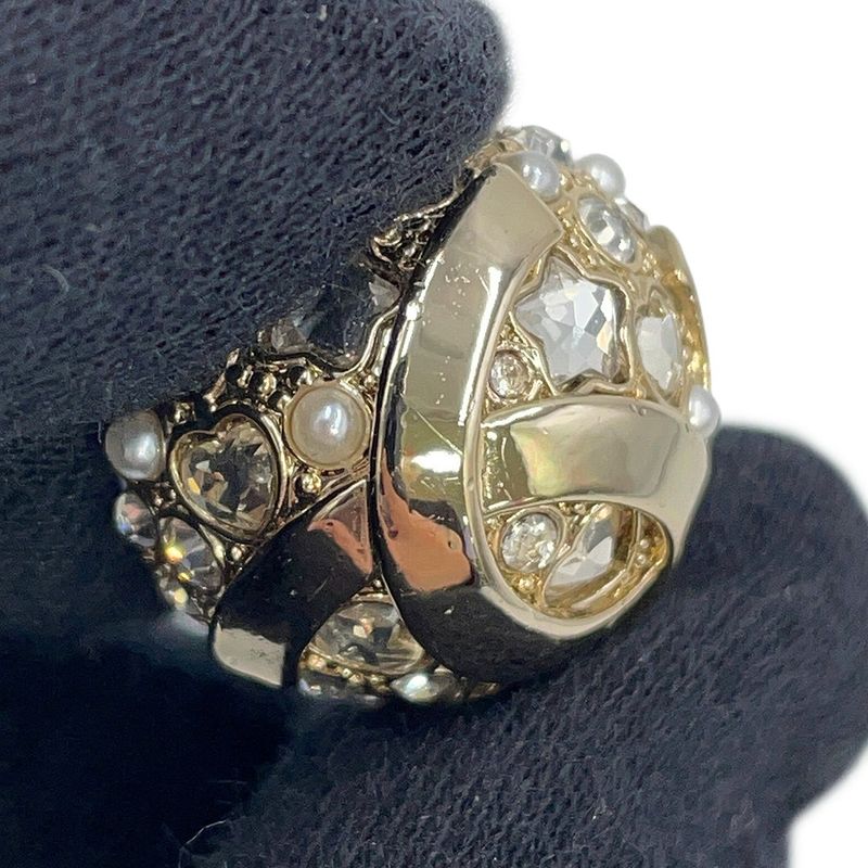 Chanel Earrings CC Logo Round Rhinestone Faux Pearl