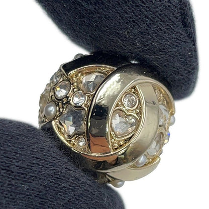 Chanel Earrings CC Logo Round Rhinestone Faux Pearl