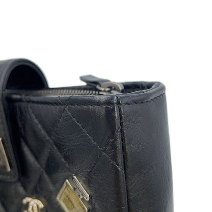Chanel Foncase Quilted 2.55 Mini Chain Pochette Lucky Charm Calf Leather Black