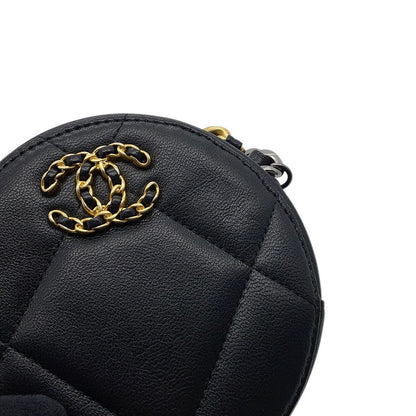 Chanel Chain Shoulder Bag 19 Quilted CC Logo Lambskin Black