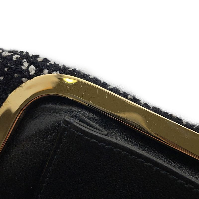 Chanel Clutch CC Logo Bijou Crystal Tweed Party Black